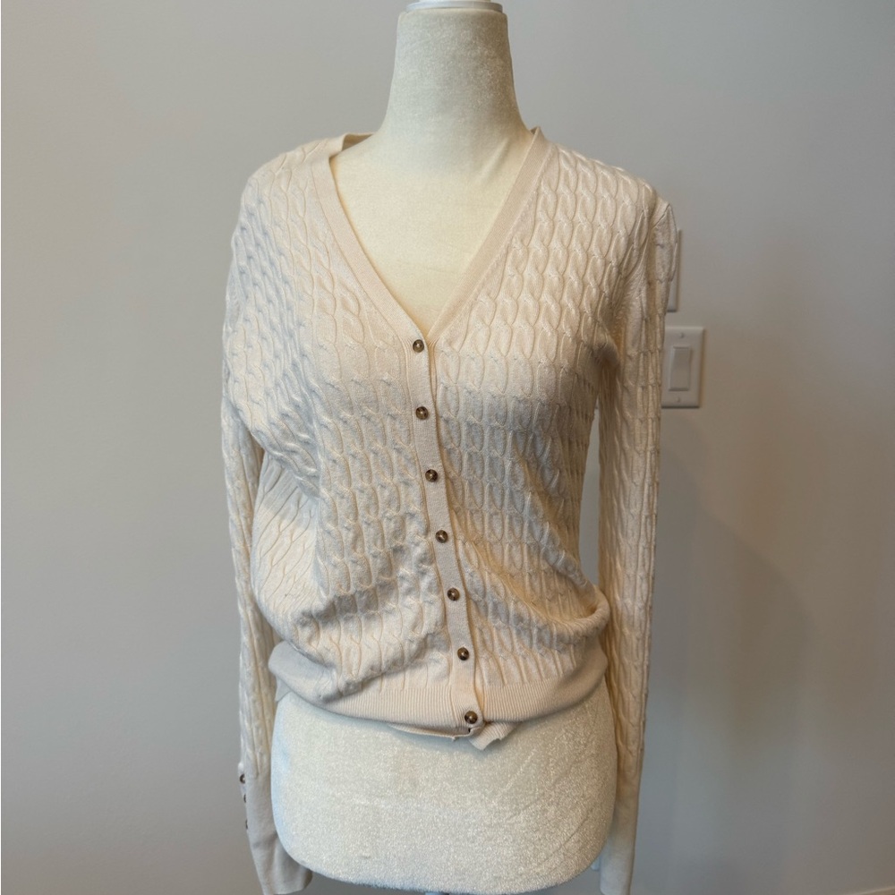 Zara Cream Cable Knit Cardigan EUC